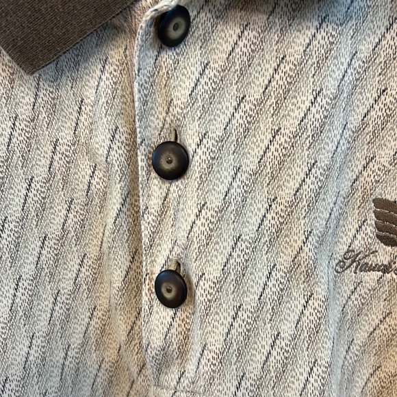 Axis LA Men Polo Golf Short Sleeve Shirt Tan Cream Kaui Lagoon Logo LARGE - Picture 4 of 8